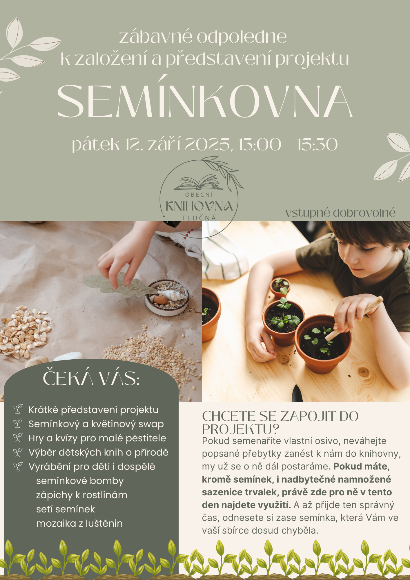 Zveme Vás na zábavné odpoledne k založení obecní Semínkovny