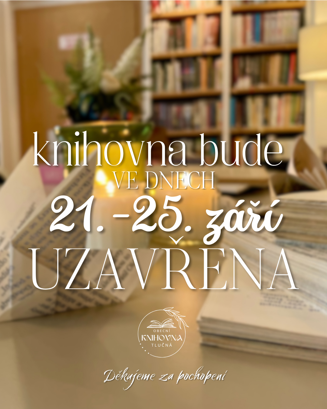 21. – 25. září – knihovna uzavřena